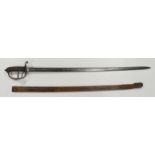 1821 Pattern Artillery Officers Sword, good wirebound fishskin grip, tripple bar hilt, blade 35",