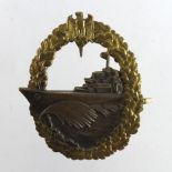 German from a one owner collection a Navy Kriegsmarine war badge, Cruiser maker marked Schwerin
