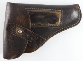 Holster - flap top in brown leather for the Walther P.P. (Police Pistole) in GC