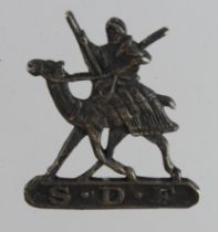 Badge a Sudan Defence Force Officers hallmarked silver cap badge, screwback, locally cast.