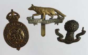Badges including Queens Own Yeomanry, Lothians &Berwickshire Imperial Yeomanry and GRV Guards.