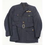 RAF WW2 pilots jacket with kings crown flat pilots wings, kings crown brass buttons, integral belt