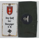 German enamel wall plaque Danziger SA and an armband.