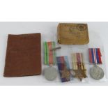 Group - 1939-45 Star, Africa Star + 1st Army clasp, Defence & War Medal, Soldiers service & paybook,