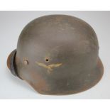 German Luftwaffe M35 single decal combat helmet, complete with liner and chinstrap, number 1575 on