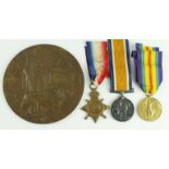 1915 Star Trio and Death Plaque with Casualty Scroll for (11965 Pte Frederick Walters 1st Bn South