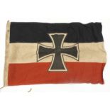 Imperial German Naval flag, 3x feet long, issue stamped, service wear.