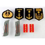 Japanese WW2 collection of six naval rank badges.