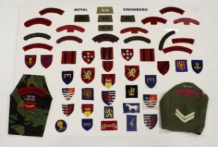 Display Board: Royal Engineers WW1, WW2 and later shoulder titles, formation signs, and brassards,
