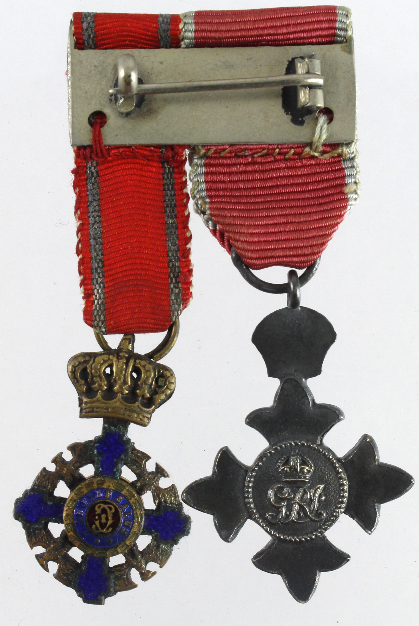 Minature Medal group mounted as worn - OBE (Civil) and Order of Commander of Romanian Star WW2 - Image 2 of 2