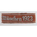 Germany from a one owner collection an SA Brownshirts cuff title SA Regiment Munchen 1923.