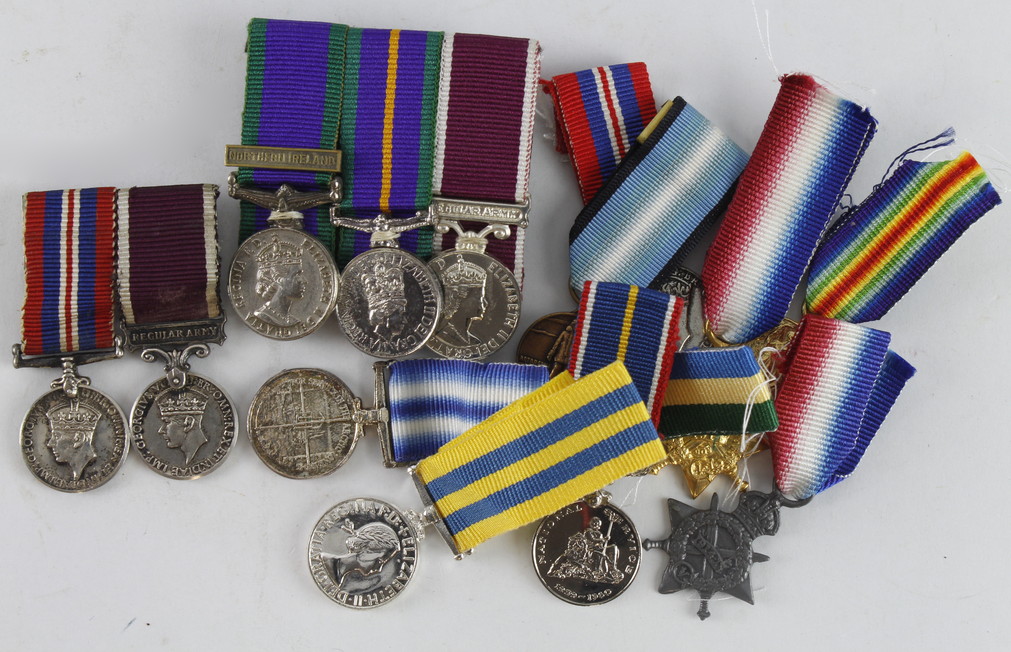 Miniature medals collection. Some mounted for wearing.