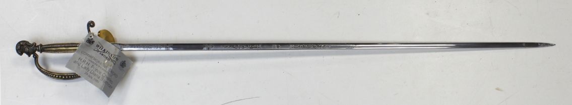 English Court Sword by Wilkinson Sword Co, to celebrate the wedding of Charles & Diana 29 July 1981.