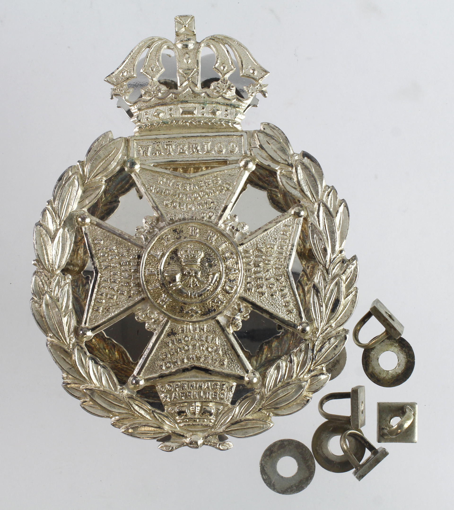 Rifle Brigade Victorian Officers pouch plate, silver plated