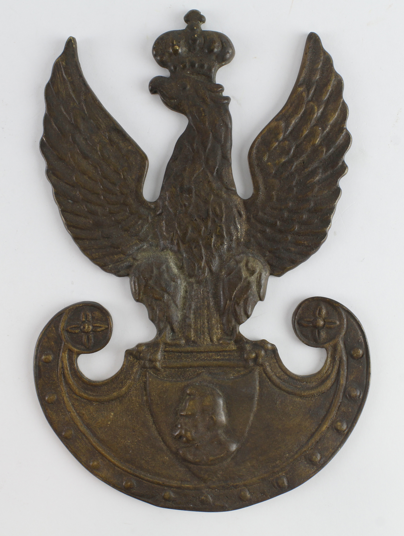Polish interest - large metal comemorative Military badge with image of Józef Piłsudski to base (