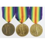 WW1 Victory medals to 1042 Dvr E A Hawkins RFA, 84908 Cpl O Batchelor RE, 3913A C S Cant SMN RNR.