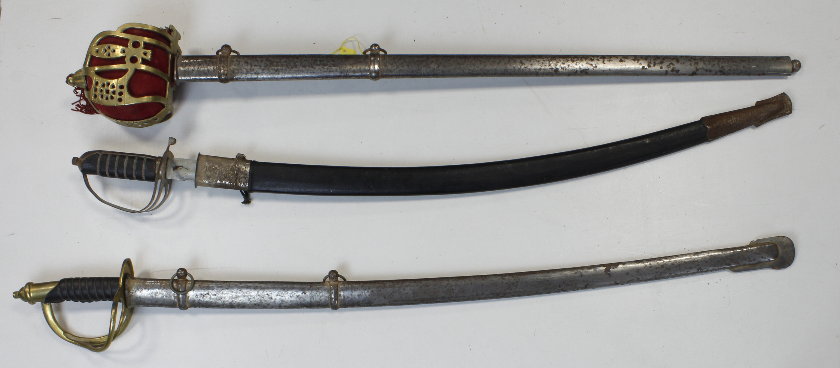 Swords various with scabbards (3) Buyer collects