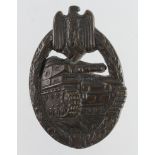 German from a one owner collection a Wehrmacht war badge Panzer Assault in bronze, lighter weight