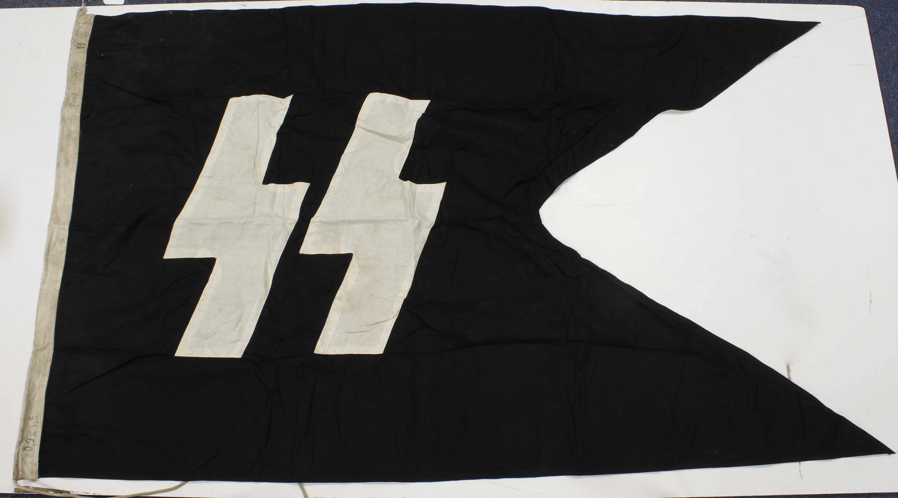 German SS an interesting large pennant / flag marked Berlin 1943, service wear.