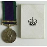 CSM QE2 with South Arabia clasp (23932603 L/Cpl W R Thomas RCT) with box of issue and MOD letter