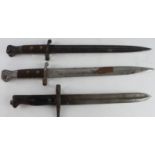 Bayonets without scabbards 1) P1888 ricasso "VR" "0'92" w/d marked, good grips, blade some rust