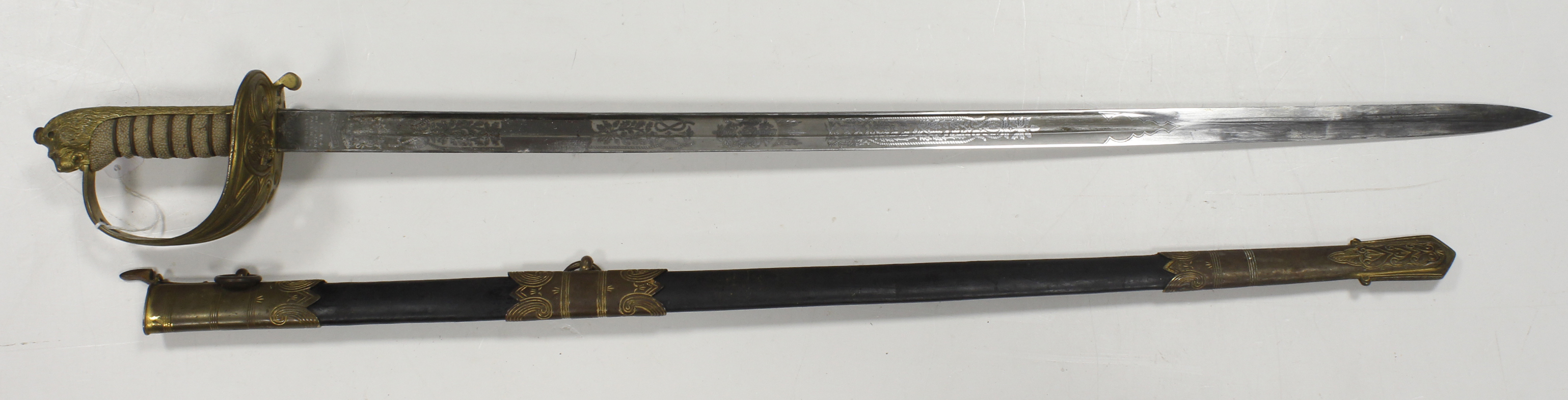 Fine 1827 Pattern Naval Officers Sword by Henry Wilkinson Pall Mall London. Blade 31" with Wilkinson
