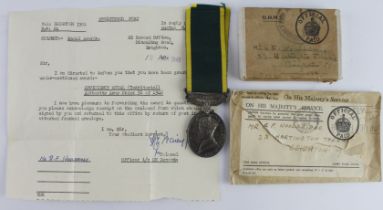 Efficiency Medal GVI with Territorial clasp (2069459 Spr R F Wooldridge RE) with box, envelope and