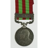 India Medal 1896 EDVII with Waziristan 1901-2 clasp (234 Dafdr Fatek Mehdi 2d Pjb Cavy)