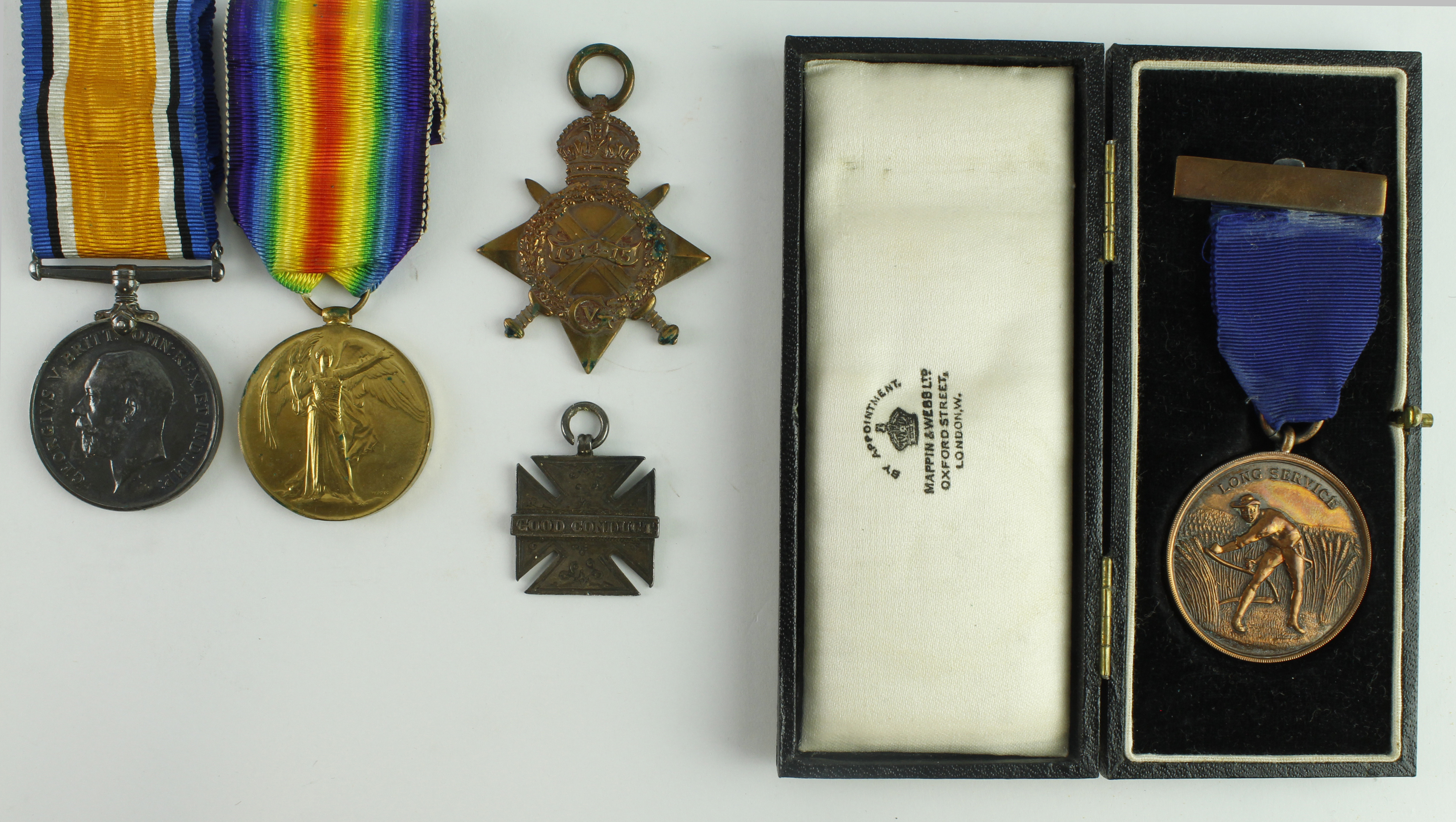 1915 Star Trio (T4/041421 Dvr A Dare ASC), cased Royal Agricultural Society of England Medal (Albert