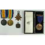 1915 Star Trio (T4/041421 Dvr A Dare ASC), cased Royal Agricultural Society of England Medal (Albert