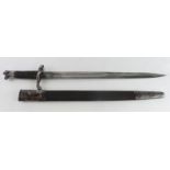 Bayonet 1875 pattern sword bayonet for the Martini Henry rifle dated 1886 with various inspectors