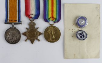 1915 Star Trio (69399 Dvr M B Lilley RFA) later RFC. With two Nursing badges named to S M Lilley