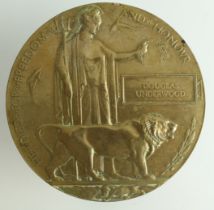 Death Plaque for 15422 L/Cpl Douglas Underwood 96th Coy MGC (Infy), Killed in Action 1st July