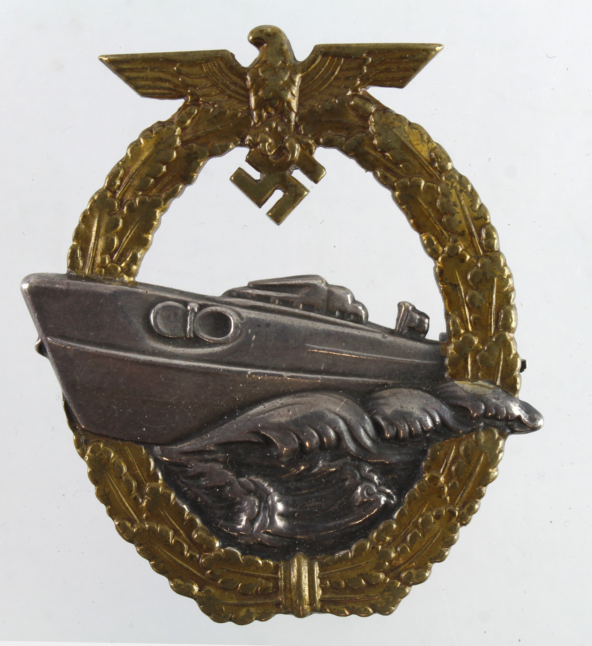 German from a one owner collection a Navy Kriegsmarine war badge, E Boat 2nd pattern, maker marked
