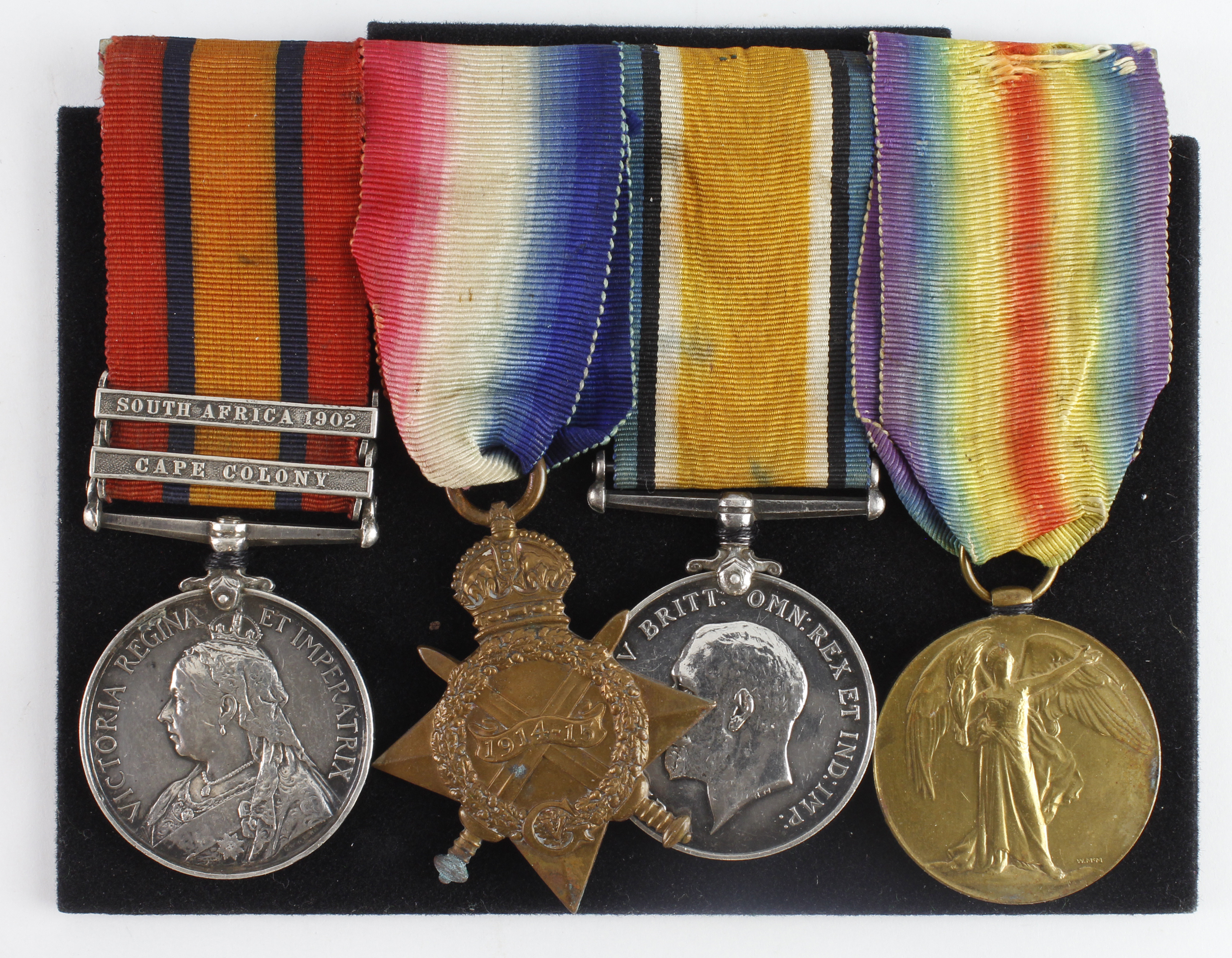 QSA with bars CC/SA02 (39816 Pte B Dodds 141st Coy Imp Yeo) Fincastles Horse, and 1915 Star Trio (