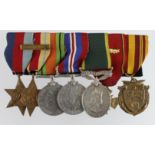 Group mounted as worn 1939-45 Star, Africa Star + 8th Army clasp, Defence & War Medal, Efficiency