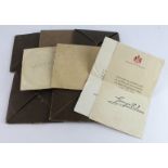 WW1 Plaque folders x5, Kings Letter x2, and 2x white plaque envelopes