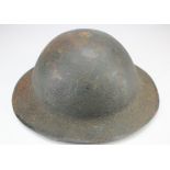 British WW1 Brodie steel helmet, complete with liner and chin strap, possible restoration in places,