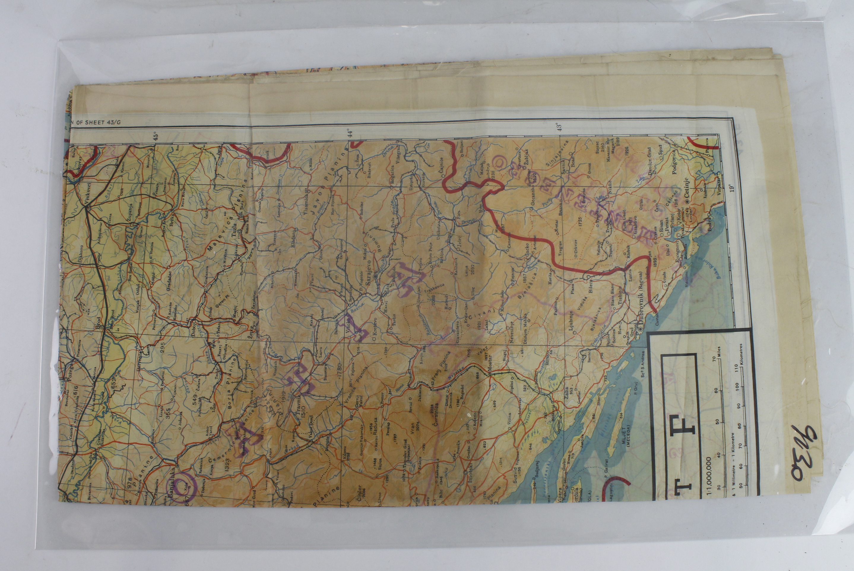 RAF evasion interest a silk escape map with areas of Germany, Poland, Italy and Balkans etc,