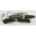 Clasp knives, British Army pattern, one with lanyard (4)