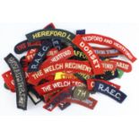 Cloth Badges: British Army shoulder title badges including embroidered and paste back versions,