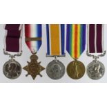 Meritorious Service Medal GV, 1914 Star with later sliding Aug-Nov clasp, BWM & Victory Medal and