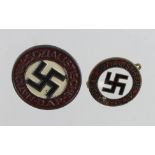 Germany from a one owner collection two NSDAP Party lapel badges.