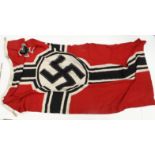 German 3rd Reich War Flag, good quality with various markings. Needs viewing (66" x 35")