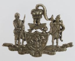 Badge - early Nepalese low grade silver hat badge, has 2 replaced lugs to the reverse.