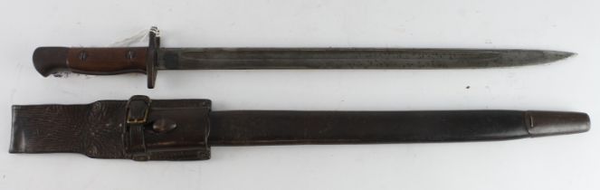 Bayonet P07 made by Enfield in May 1915, pommel and scabbard throat marked "800". Large letters to