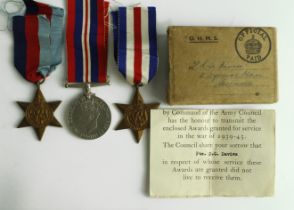 WW2 Casualty group - 1939-45 Star, F & G Star, War Medal, box of issue addressed Mrs R A Davies of