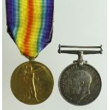 BWM & Victory Medal for (M2/147388 Pte C Knowles ASC). Entitled to Silver War Badge (2)