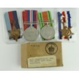 WW2 group 1939-45 Star, F & G Star, Defence & War Medal, box addressed 'A J Chamberlain RAF of