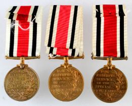 Special Constabulary Long Service medals GRV. Joseph Lewis, GRVI. Edward G Parker, ERII Sydney C